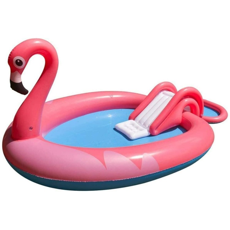 Piscinetta Gonfiabile Flamingo 213x123x78cm con Scivolo e Spruzzatore per Bambini da 3 anni in su