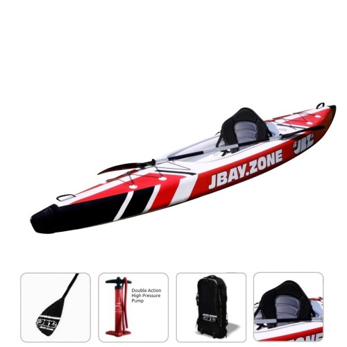 Kayak Canoa Gonfiabile Monoposto JBAY.ZONE V-SHAPE MONO da  385x80cm Interamente in DROP-STITCH ad Alta Pressione