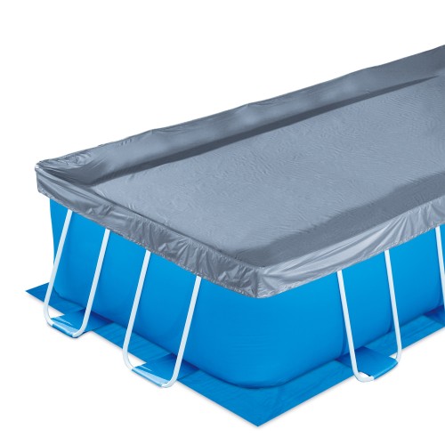 Piscina Fuoriterra Rettangolare 16FT 488x244x107cm Summer Waves Blu Struttura Metallo Pompa Filtro Scala Teli