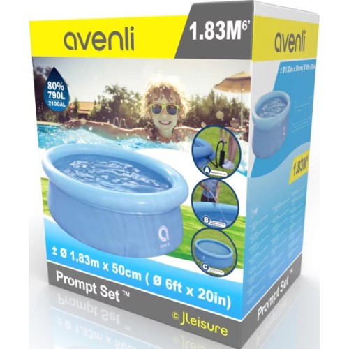 Piscina Fuoriterra Rotonda Gonfiabile Avenli Cm 183x50 Azzurra Autoportante