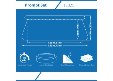 Piscina Fuoriterra Rotonda 83x50 cm Gonfiabile Prompt Set Avenli Azzurra Autoportante