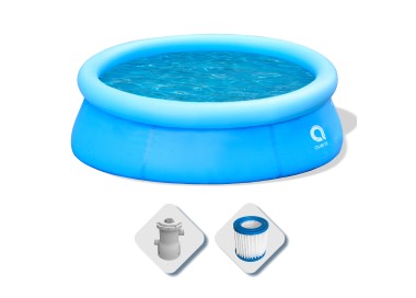 Piscina Fuoriterra Rotonda 420x84 cm Gonfiabile Prompt Set Avenli Autoportante Azzurra con Pompa Filtro da 1136lth