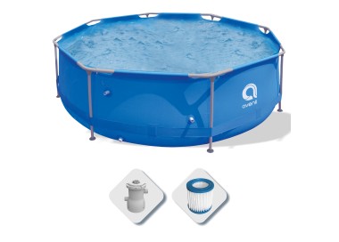 Piscina Fuoriterra Rotonda con Struttura in Acciaio azzurra Avenli Cm 300x76 con Pompa Filtro Inclusa