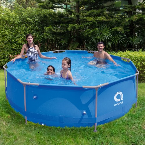 Piscina Fuoriterra Rotonda con Struttura in Acciaio azzurra Avenli Cm 300x76 con Pompa Filtro Inclusa