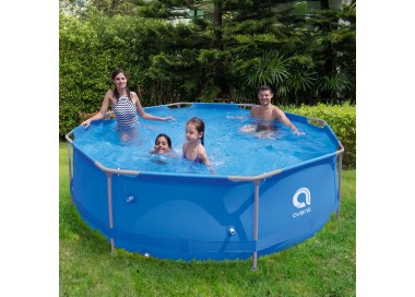 Piscina Fuoriterra Rotonda con Struttura in Acciaio azzurra Avenli Cm 300x76 con Pompa Filtro Inclusa
