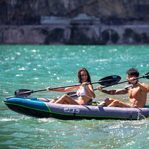 Kayak Canoa Gonfiabile Biposto JBAY.ZONE FLUO da 335x93cm con Copertura in Tessuto