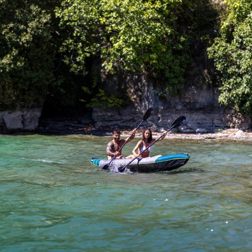 Kayak Canoa Gonfiabile Biposto JBAY.ZONE FLUO da 335x93cm con Copertura in Tessuto