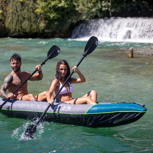 Kayak Canoa Gonfiabile Biposto JBAY.ZONE FLUO da 335x93cm con Copertura in Tessuto