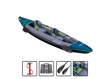 Kayak Canoa Gonfiabile Biposto JBAY.ZONE FLUO da 335x93cm con Copertura in Tessuto
